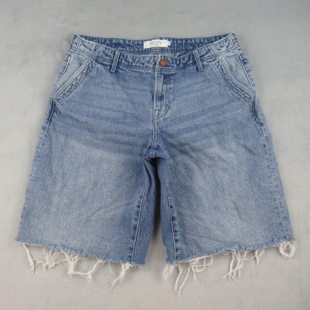 HIDDEN Marlin Bermuda Shorts Women M Blue High Rise Frayed Hem HD6152BA-M